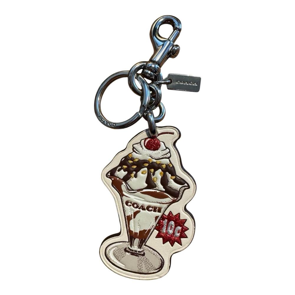 NWOT COACH ICE CREAM SUNDAE CHALK/MULTI LEATHER BAG CHARM FOB CU306